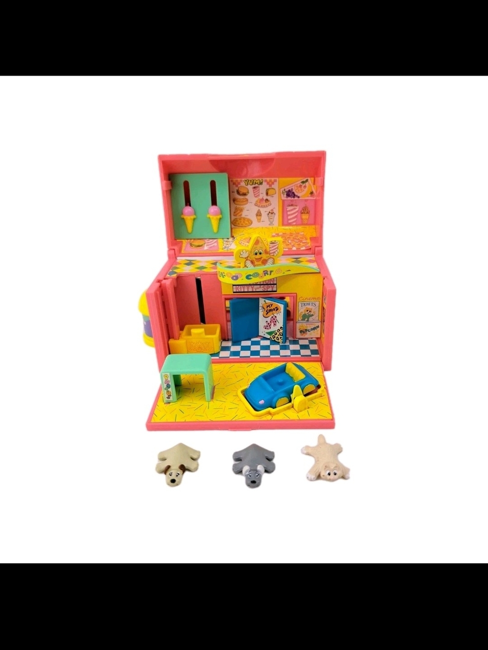 Pink Fold-Open Kids Playset with Car and Animal Figures